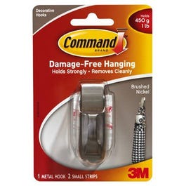 Modern Reflection Hook, Brushed Nickel Metal, Small