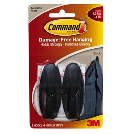 Designer Hook, Black, Medium, 2-Pk.