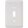 Toggle Wall Plate, 1-Gang, Stamped, Round, White Steel