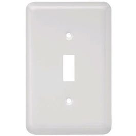 Toggle Wall Plate, 1-Gang, Stamped, Round, White Steel