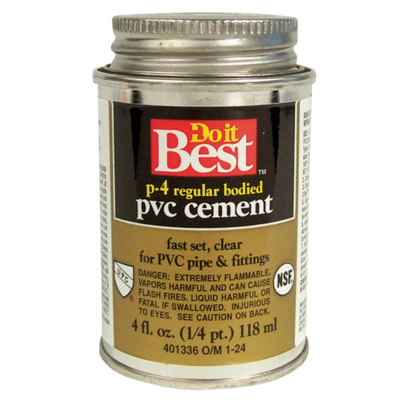 Do it Best 4 Oz. Regular Bodied Clear PVC Cement