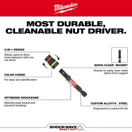 Milwaukee 2PC SHOCKWAVE™ Impact Duty QUIK-CLEAR™ 2-in-1 Magnetic Nut Driver Set