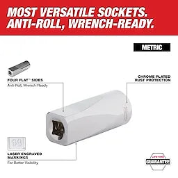 Milwaukee 1/2 Drive 9/16 SAE 6-Point Deep Socket with FOUR FLAT™ Sides