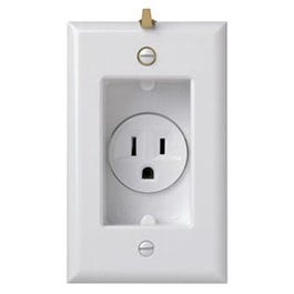 Clock Hanger Receptacle, White, 125-Volt, 15-Amp